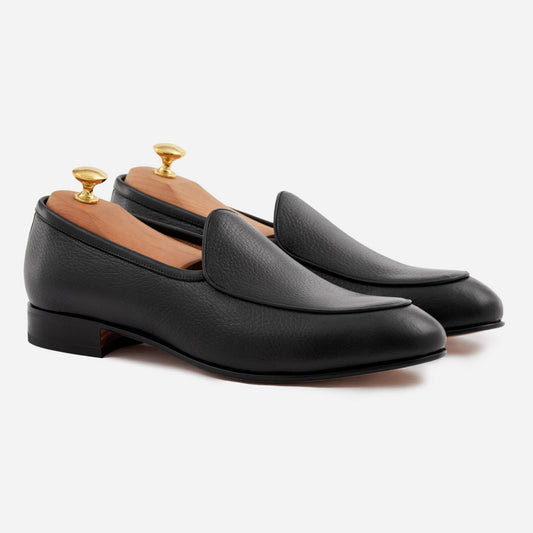 Vincent Belgian Loafers Pebbled Leather Men's