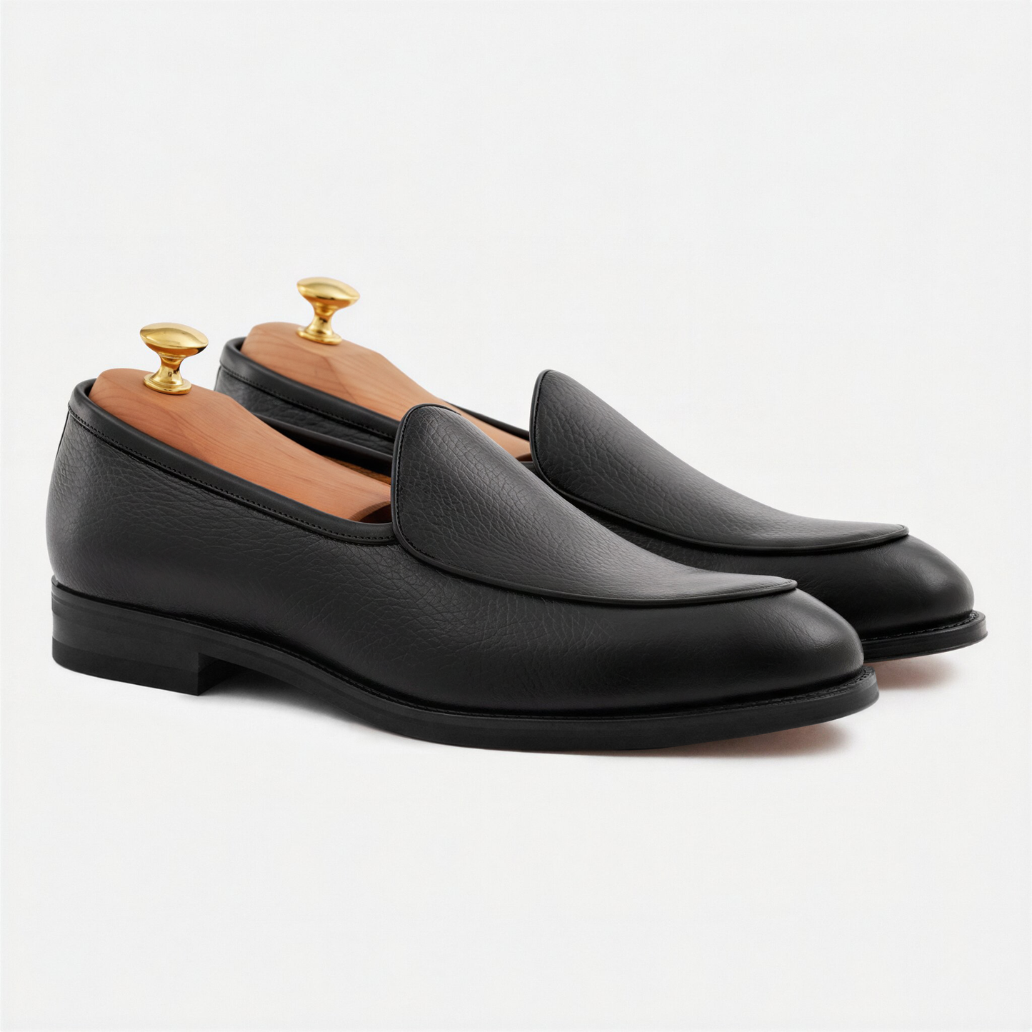 Vincent Belgian Loafers Pebbled Leather Men's