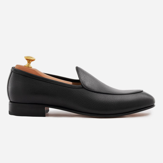Vincent Belgian Loafers Pebbled Leather Men's