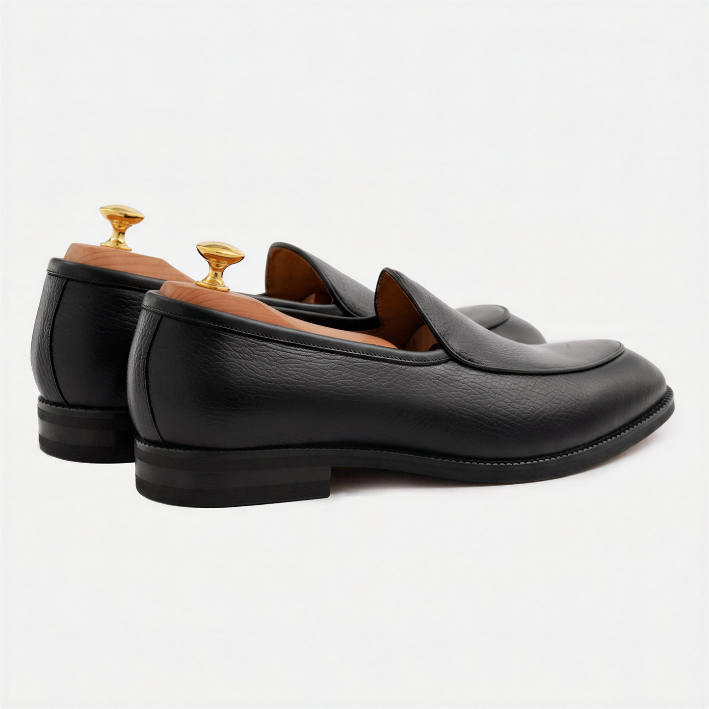 Vincent Belgian Loafers Pebbled Leather Men's