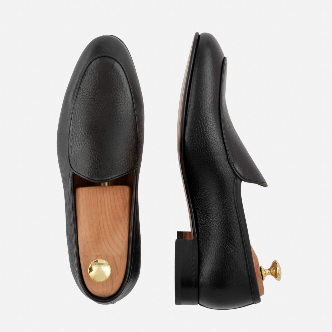 Vincent Belgian Loafers Pebbled Leather Men's