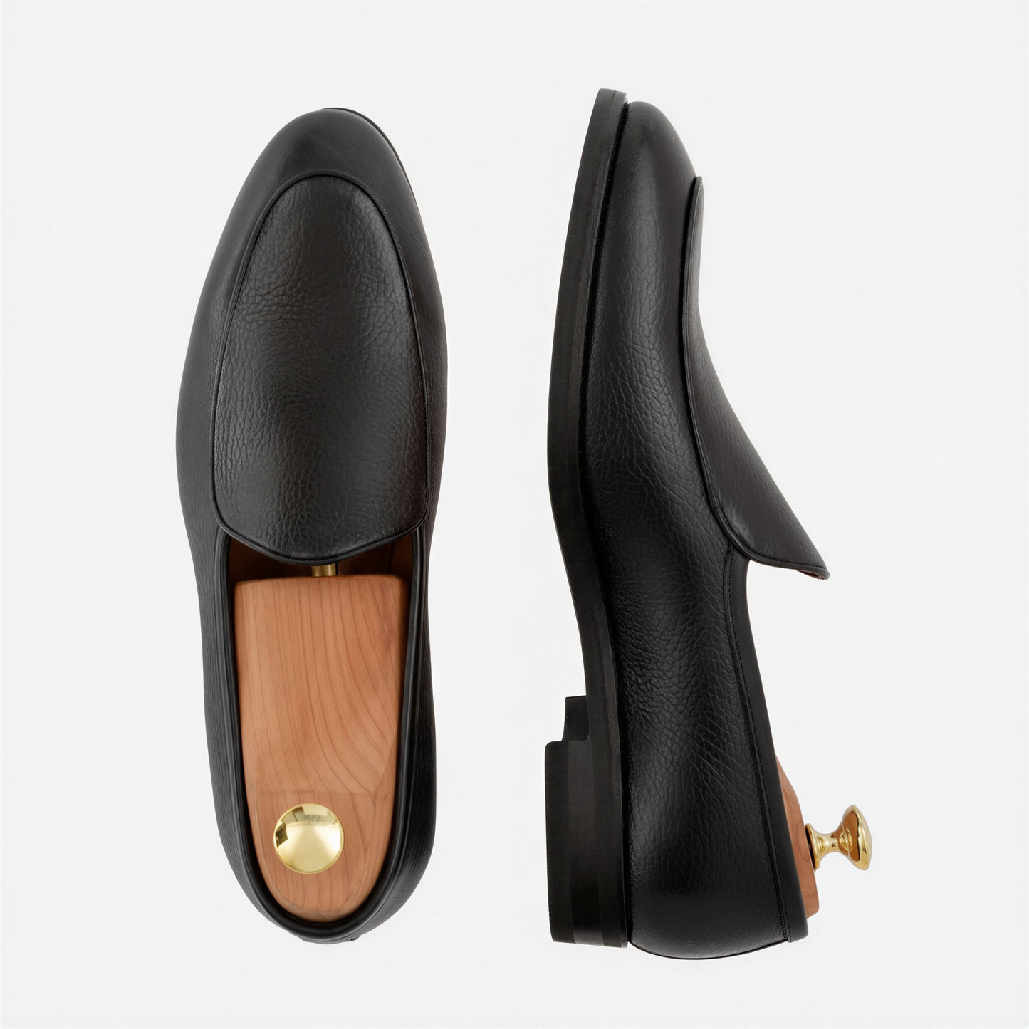 Vincent Belgian Loafers Pebbled Leather Men's