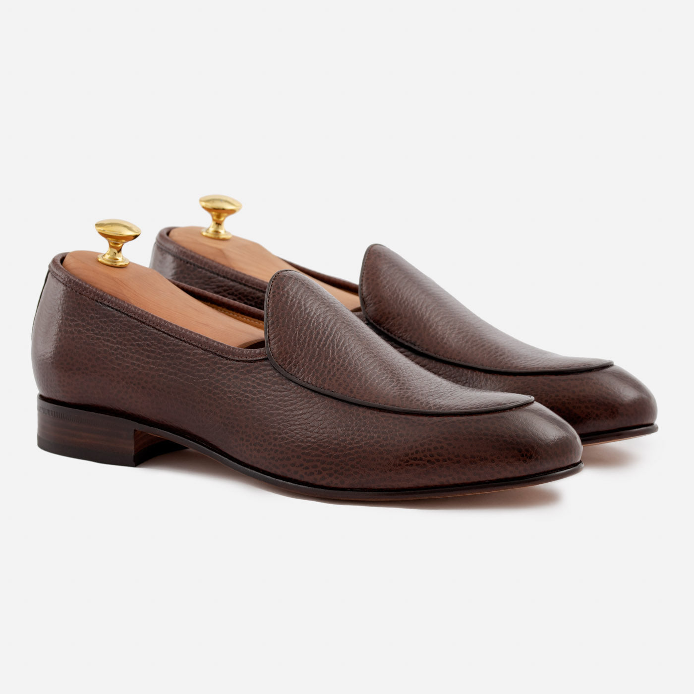 Vincent Belgian Loafers Pebbled Leather Men's