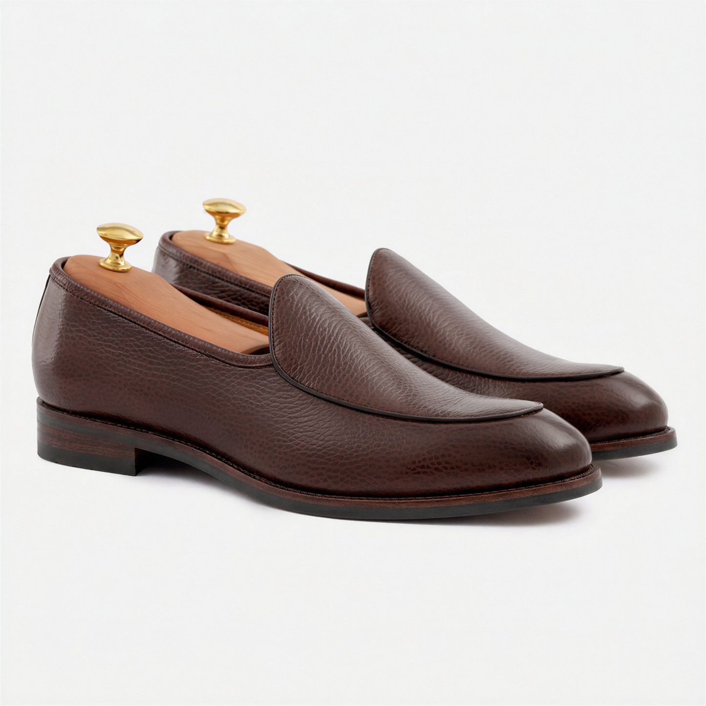 Vincent Belgian Loafers Pebbled Leather Men's