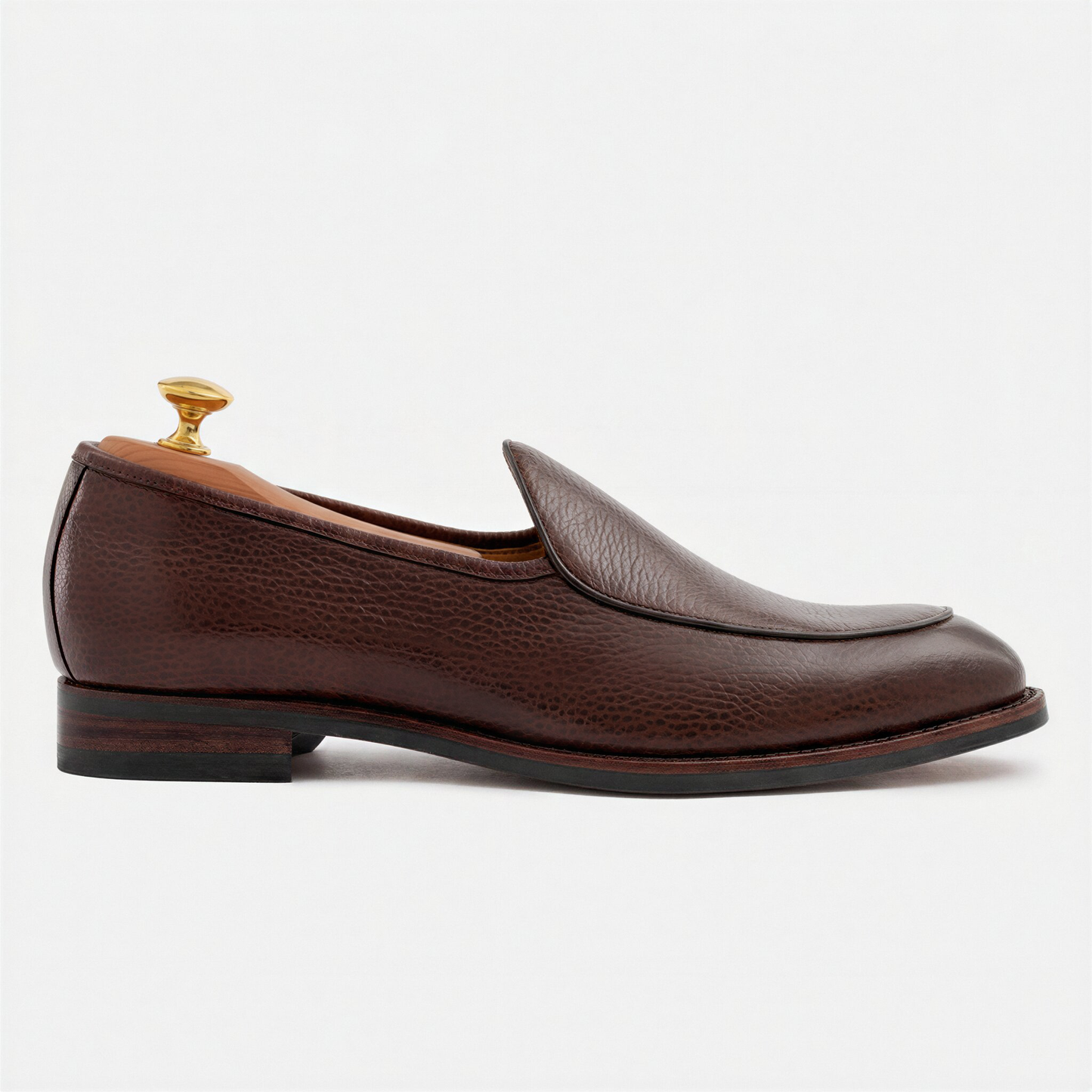 Vincent Belgian Loafers Pebbled Leather Men's