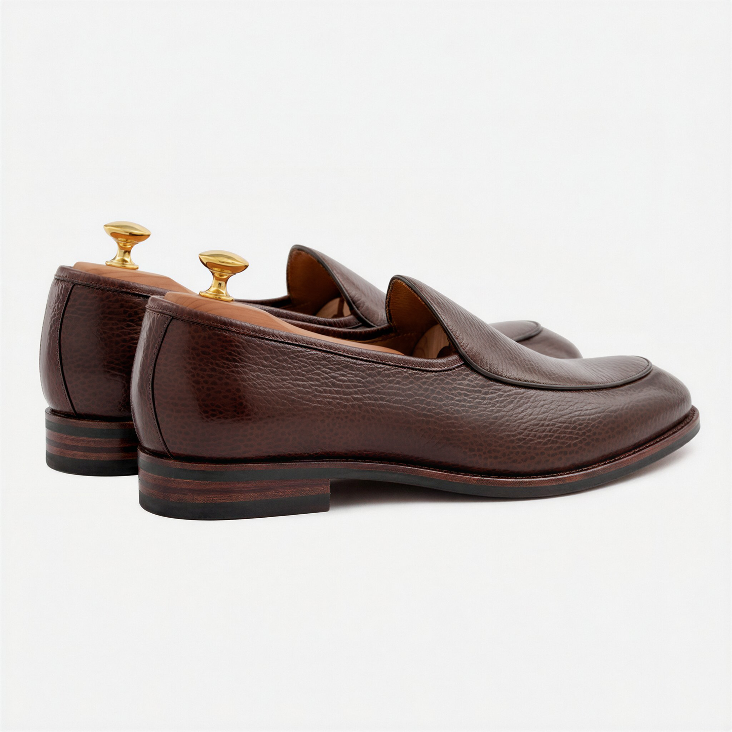 Vincent Belgian Loafers Pebbled Leather Men's