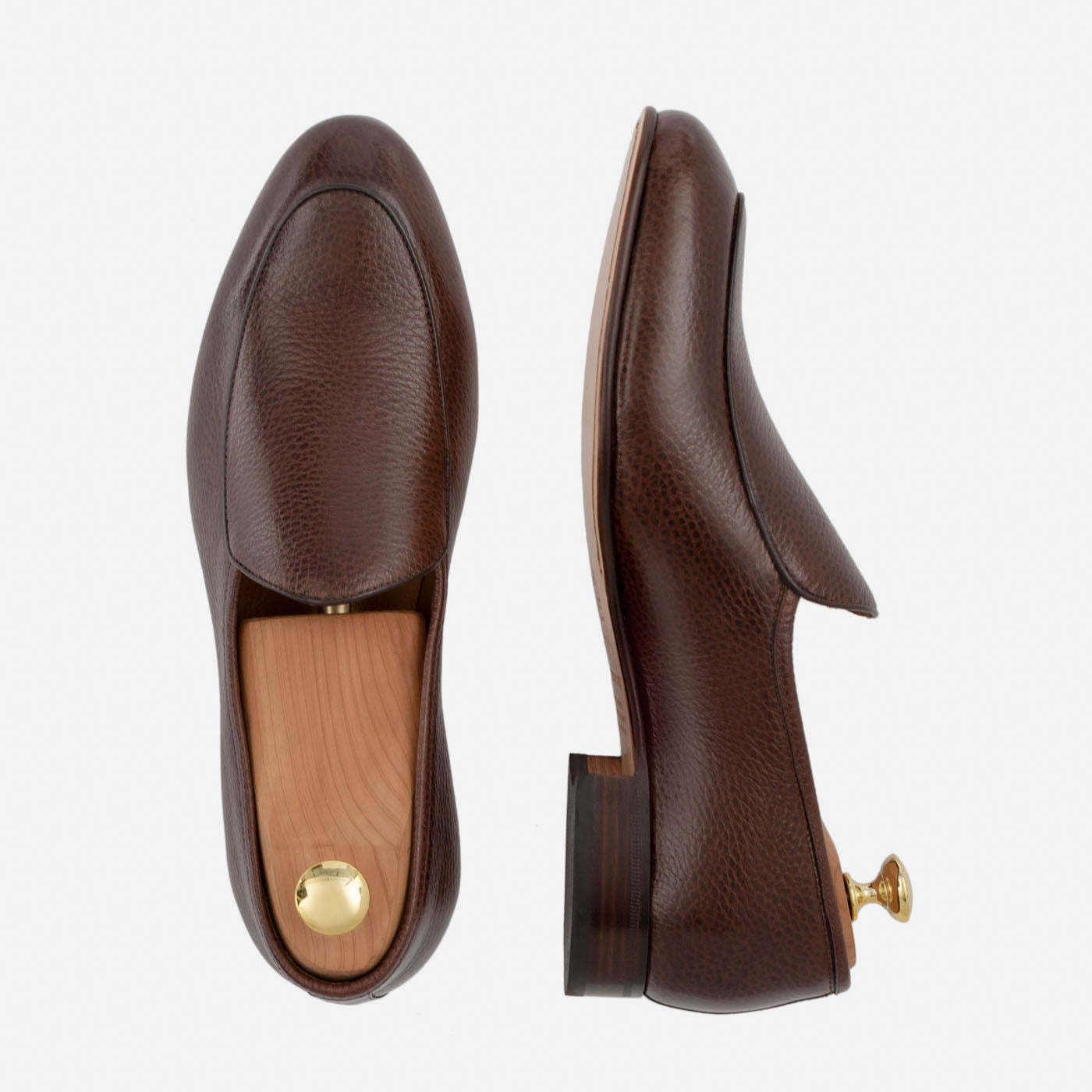 Vincent Belgian Loafers Pebbled Leather Men's