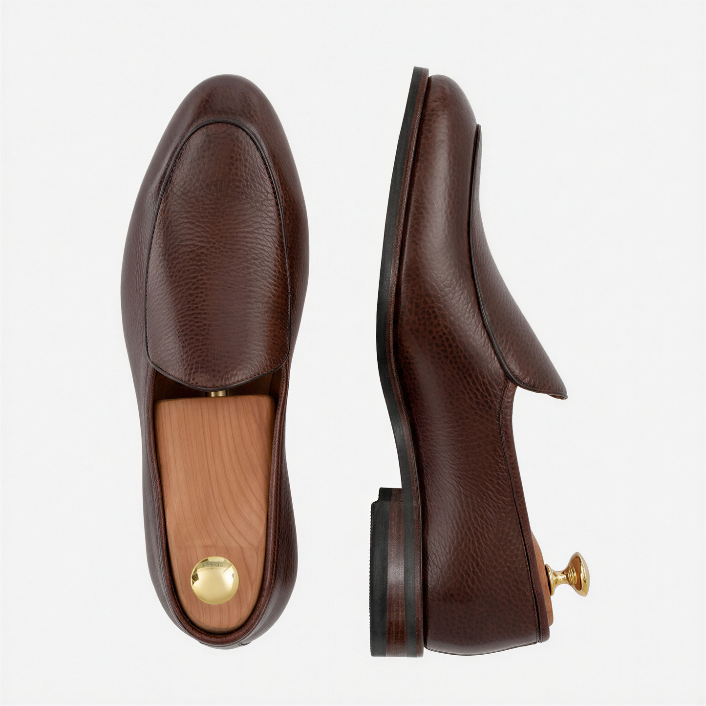 Vincent Belgian Loafers Pebbled Leather Men's