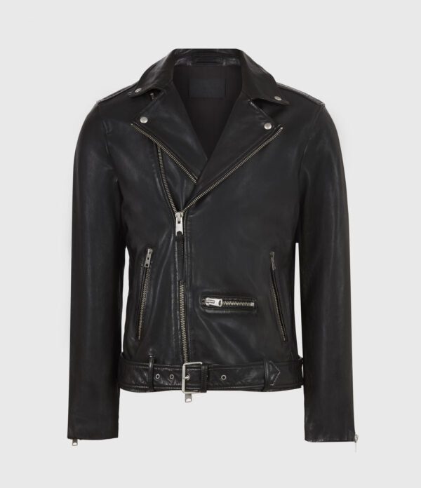 Wick black leather biker jacket for men - Image 4