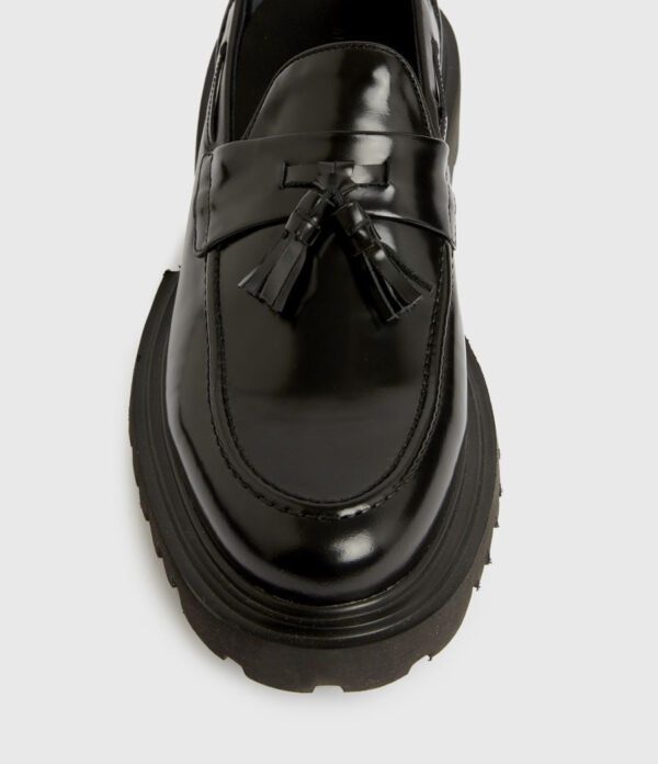 Vine black leather loafers shoes for men