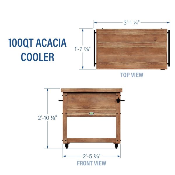 100 Quart Patio Cooler - Acacia - Image 3