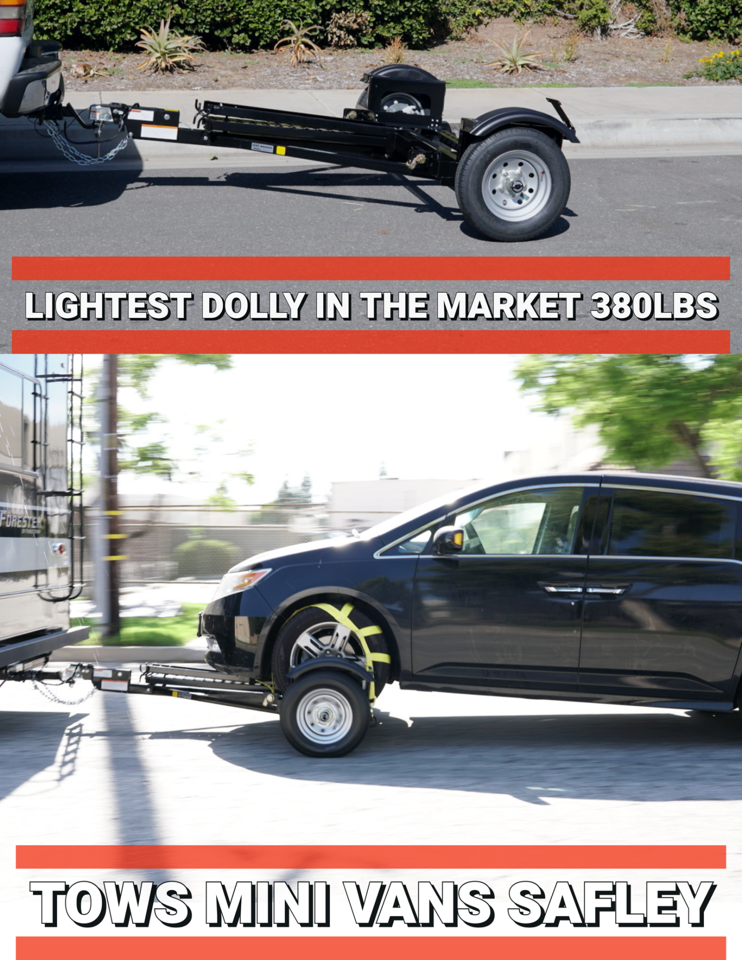 MADE IN USA CAR TOW DOLLY FOR MINI VANS AND TOYOTA PRIUS THE LIGHTEST CAR DOLLY