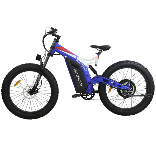 Aostirmotor Big Front Fork 1500W Fat Tire Electric Bike S17, 48V 20Ah 1500W Peak Motor, 45-mile range, 26"x4 fat tires, 300lbs max load