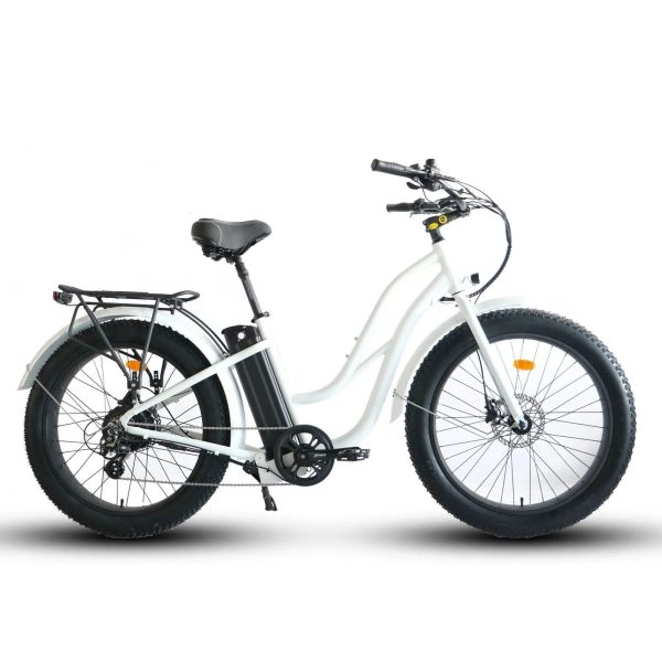 Coastal Cruiser Fat Tire Step Thru Beach Cruiser Electric Bike - 750W, 52V, 21Ah, rack and fenders included!