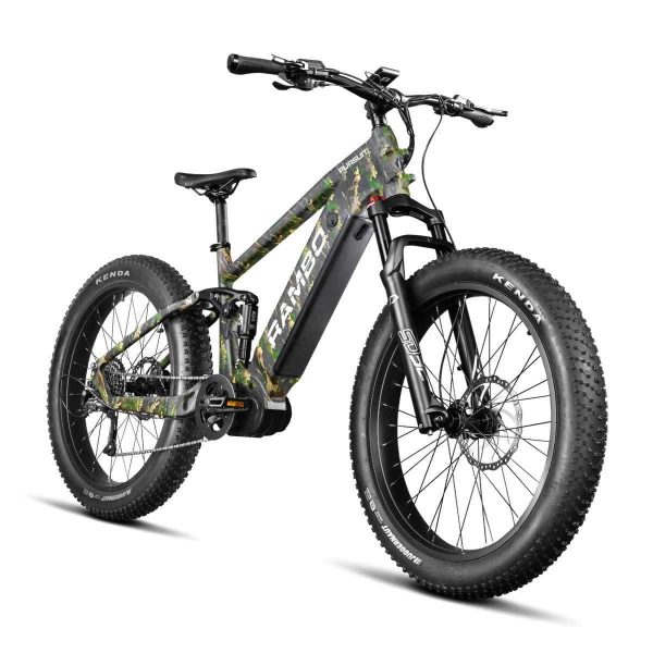 Rambo Pursuit 2.0 Full Suspension Fat Tire Electric Bike, mid drive 48v 15ah 720WH Peak Rating 1000W - Financing Available - Image 2