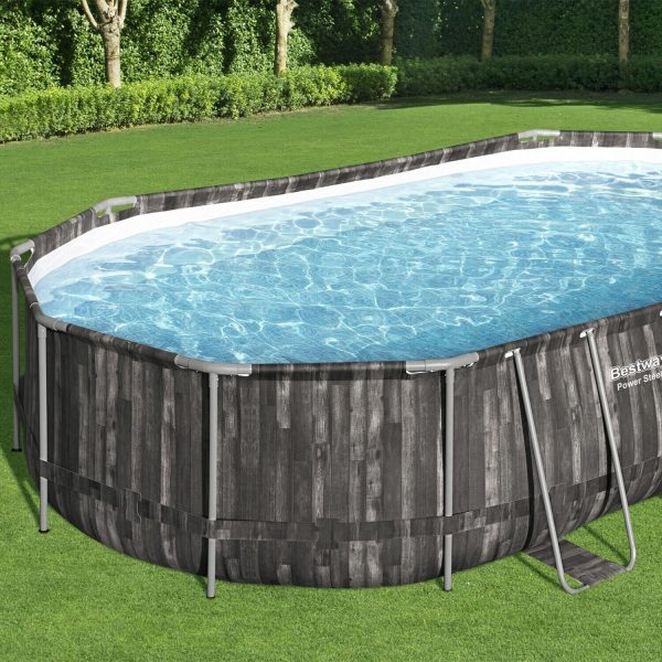 Bestway Power Steel 20' x 12' x 48" Oval Above Ground Outdoor Swimming Pool Set