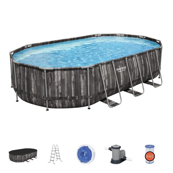 Bestway Power Steel 20' x 12' x 48" Oval Above Ground Outdoor Swimming Pool Set - Image 6