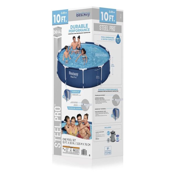 Bestway Steel Pro 10’x30″ Round Above Ground Swimming Pool Set with Filter Pump - Image 4