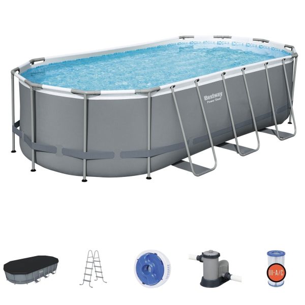 Bestway Power Steel 18′ x 9′ x 48″ Oval Above Ground Outdoor Swimming Pool Set - Image 12