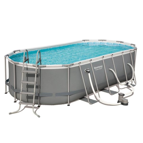 Bestway Power Steel 18′ x 9′ x 48″ Oval Above Ground Outdoor Swimming Pool Set - Image 2