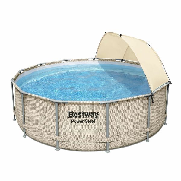 Bestway Power Steel 13′ x 42″ Above Ground Outdoor Swimming Pool Set with Canopy - Image 2