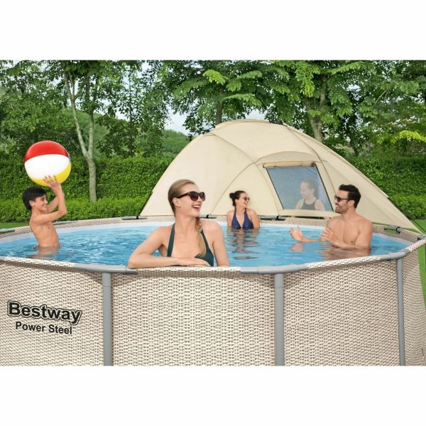 Bestway Power Steel 13′ x 42″ Above Ground Outdoor Swimming Pool Set with Canopy - Image 16