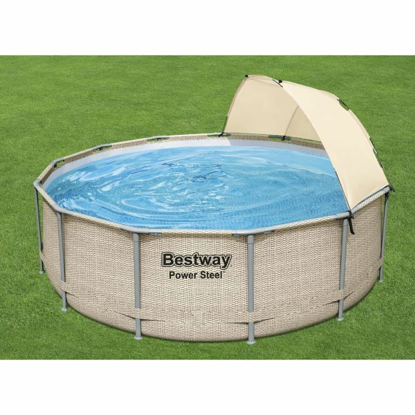 Bestway Power Steel 13′ x 42″ Above Ground Outdoor Swimming Pool Set with Canopy - Image 4