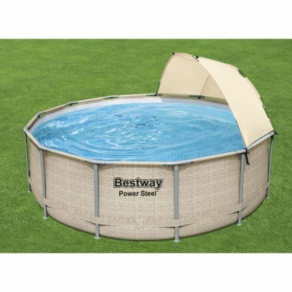 Bestway Power Steel 13′ x 42″ Above Ground Outdoor Swimming Pool Set with Canopy - Image 3