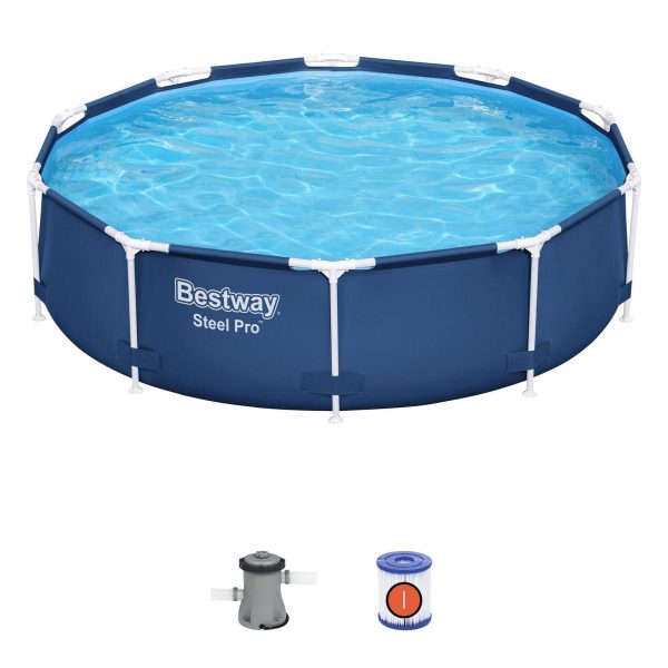 Bestway Steel Pro 10’x30″ Round Above Ground Swimming Pool Set with Filter Pump - Image 2