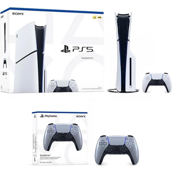 PlayStation 5 Slim Console + PlayStation 5 DualSense Wireless Controller Sterling Silver 16GB RAM 1TB SSD