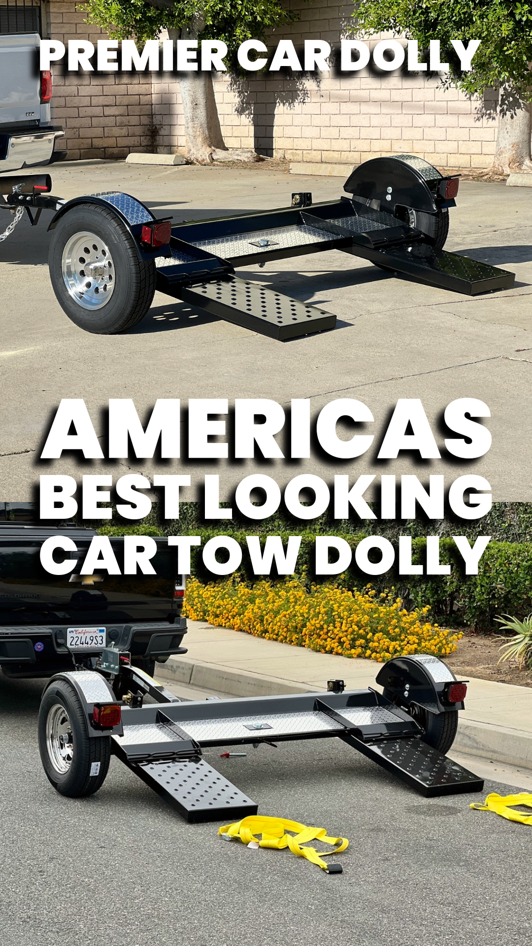 Premier Car Tow Dolly new edition with aluminum wheels black and chrome 