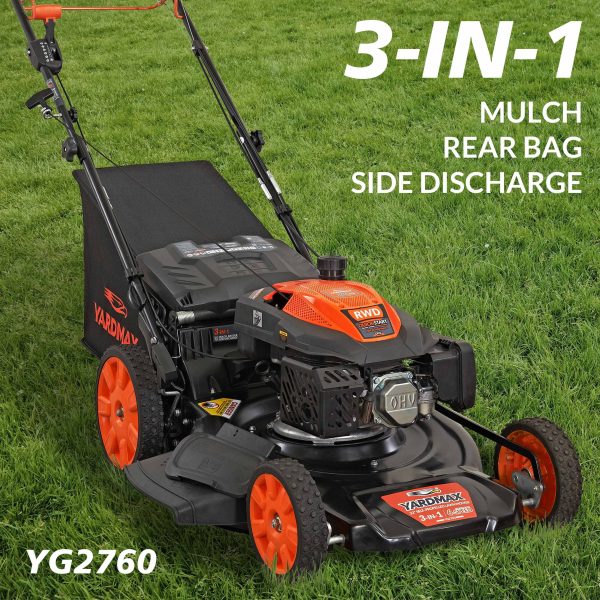 Yard Max 22 in. 201cc SELECT PACE 6 Speed CVT High Wheel RWD 3-in-1 Gas Walk Behind Self Propelled Lawn Mower - Image 6